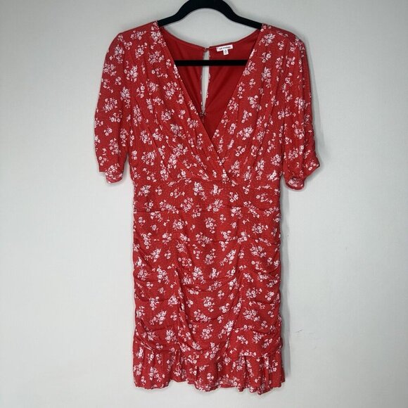 En Creme Red Mini Dress Ruffle Tiered Women’s Size Small Little Red Dress floral - Picture 1 of 9